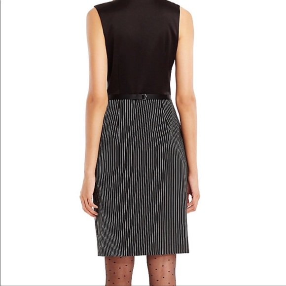 DVF Black White Pin stripe sleeveless Gilet Dress 4 button up v neck - Picture 3 of 16